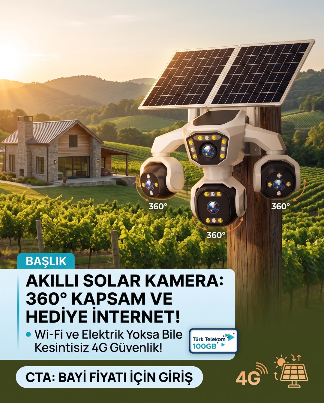 Akıllı Solar Kamera: 360° Kapsam, Hediye İnternet!