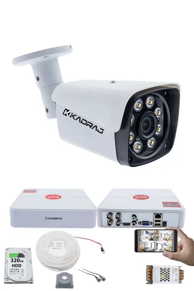 Kadraj 1 Kameralı Güvenlik Kamerası Seti - 5MP Sony SecuLensli 1080P Full HD AHD, Gece Renkli, 8 Ultra Warm LED, Colorvu Teknolojisi, Metal Aluminyum Kasa