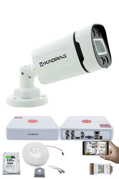 Kadraj 1 Kameralı Güvenlik Kamerası Seti - Gece Renkli 5MP Sony SecuLensli 1080P Full HD AHD, 4 Warm LED, Colorvu - Plastik Kasa