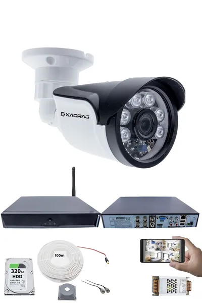 Kadraj 1 Kameralı Güvenlik Seti - 5MP Sony SecuLens, 1080p Full HD AHD, 6 Atom LED, Gece Görüşlü, IP66, 5MP DVR + WiFi Adaptörü, V1