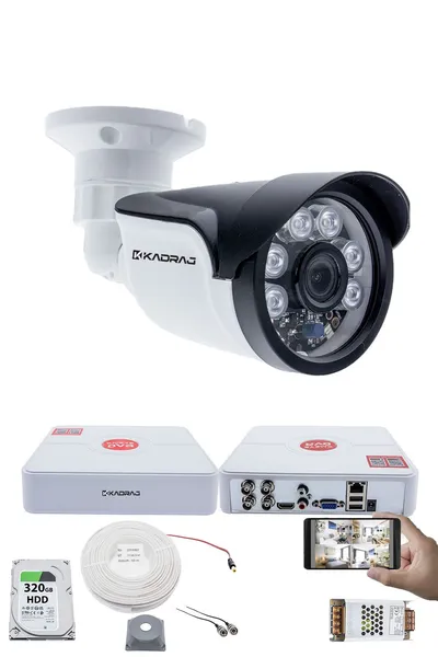 Kadraj 1 Kameralı Set - 5MP Sony SecuLensli 1080p Full HD AHD, 6 Atom LED, Gece Görüşlü, IP66 Plastik Kasa
