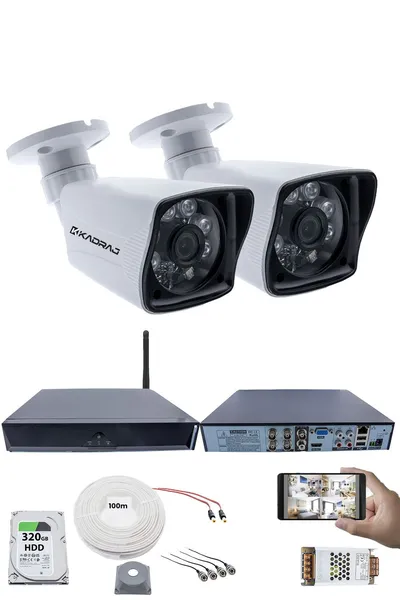 Kadraj 2 Kameralı Güvenlik Seti - 5MP Sony SecuLens, 1080P Full HD AHD, 6 Atom LED, Gece Görüşlü, 5MP DVR + WiFi Adaptörü, V1