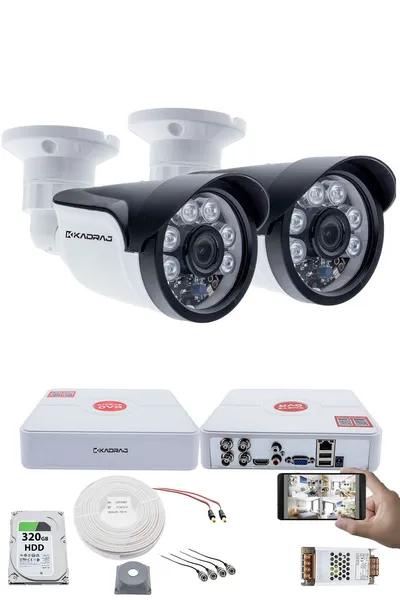 Kadraj 2 Kameralı Set - 5MP Sony SecuLensli, 1080P Full HD AHD, 6 Atom LED, Gece Görüşlü, IP66 Plastik Kasa