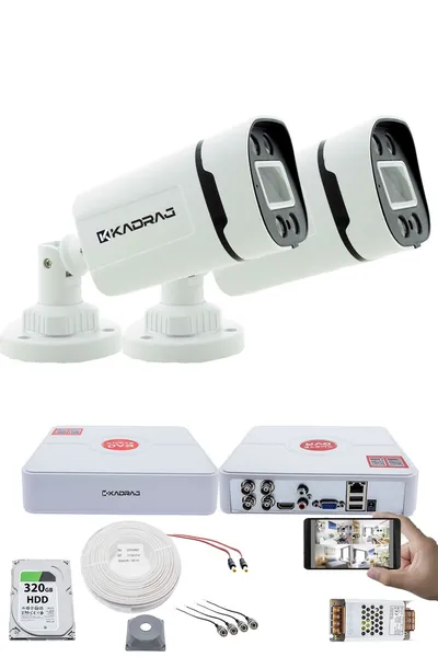 Kadraj 2 Kameralı Set - Gece Renkli 5MP Sony SecuLensli 1080p Full HD AHD, 4 Warm LED, Colorvu - Plastik Kasa
