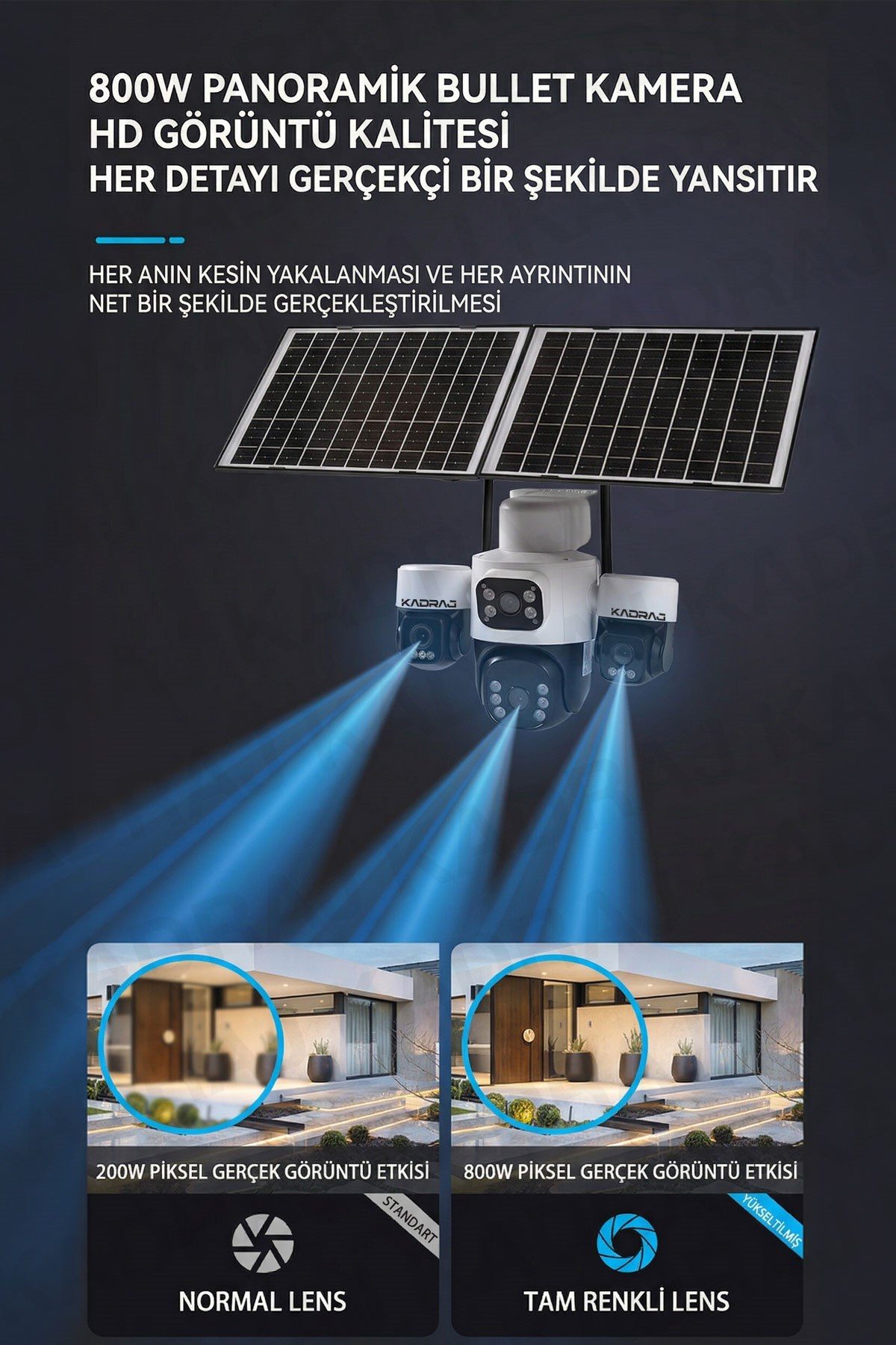 Kadraj 3 Kamera Hareketli 4G Kamera, 4 Kameralı, 2 Solar Panelli, 59wh Yüksek Batarya, Alarm , İnsan Algılama - görsel 8