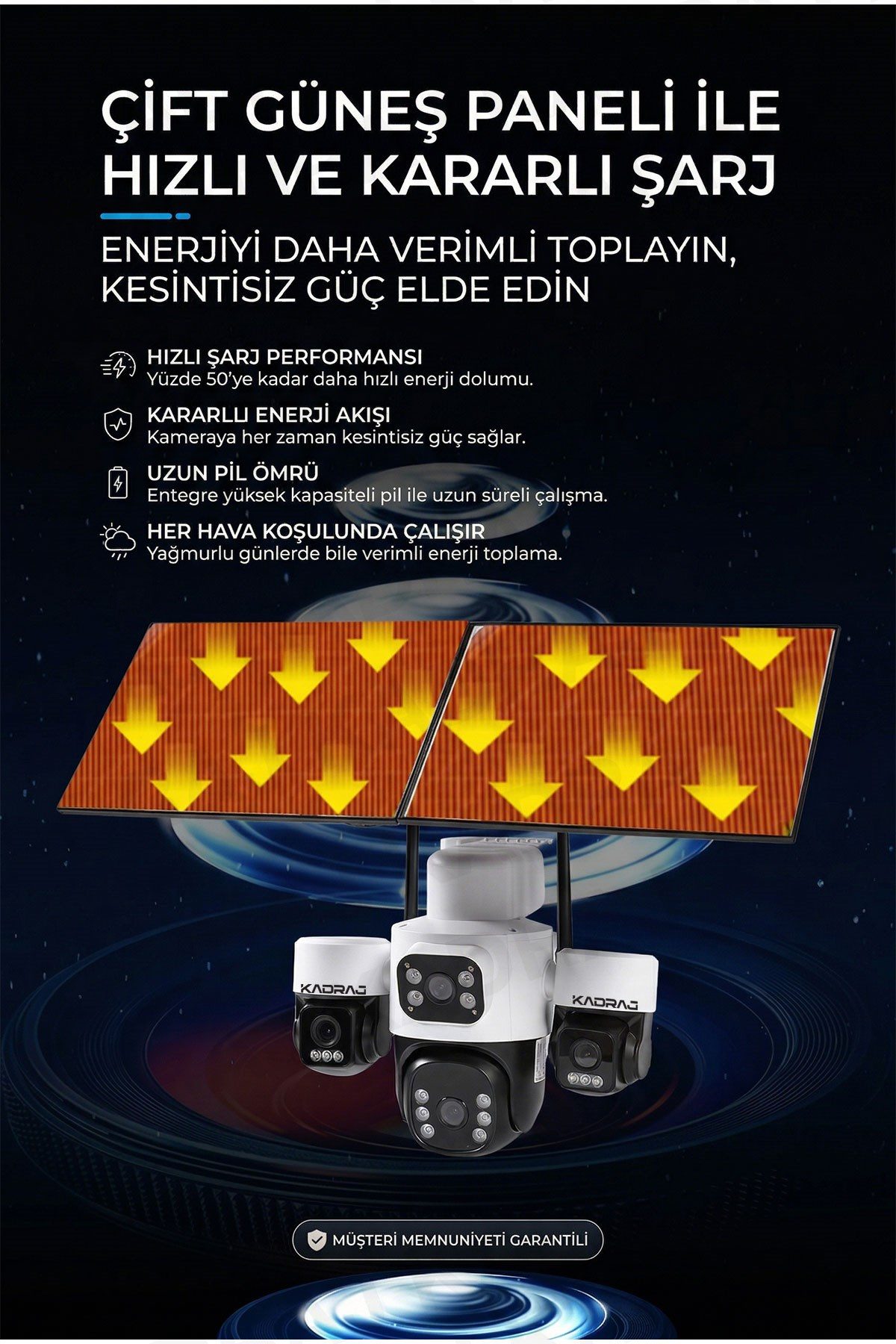Kadraj 3 Kamera Hareketli 4G Kamera, 4 Kameralı, 2 Solar Panelli, 59wh Yüksek Batarya, Alarm , İnsan Algılama - görsel 5