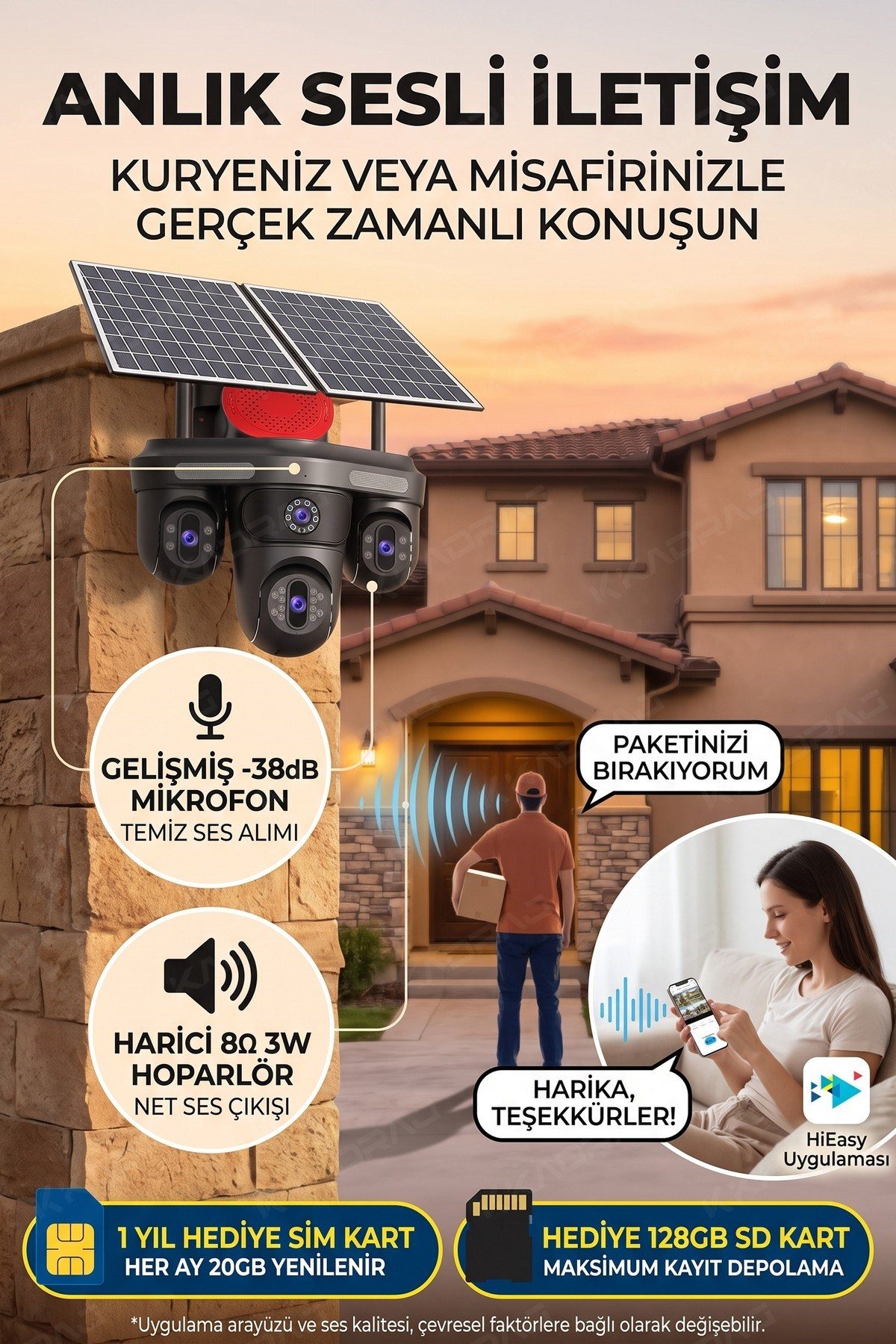 Kadraj 3 Otomatik PTZ Kamera + 1 Sabit Kamera Toplam 4 Kameralı 20GB Her Ay yenilenen Türk Telekom Hatlı - görsel 7