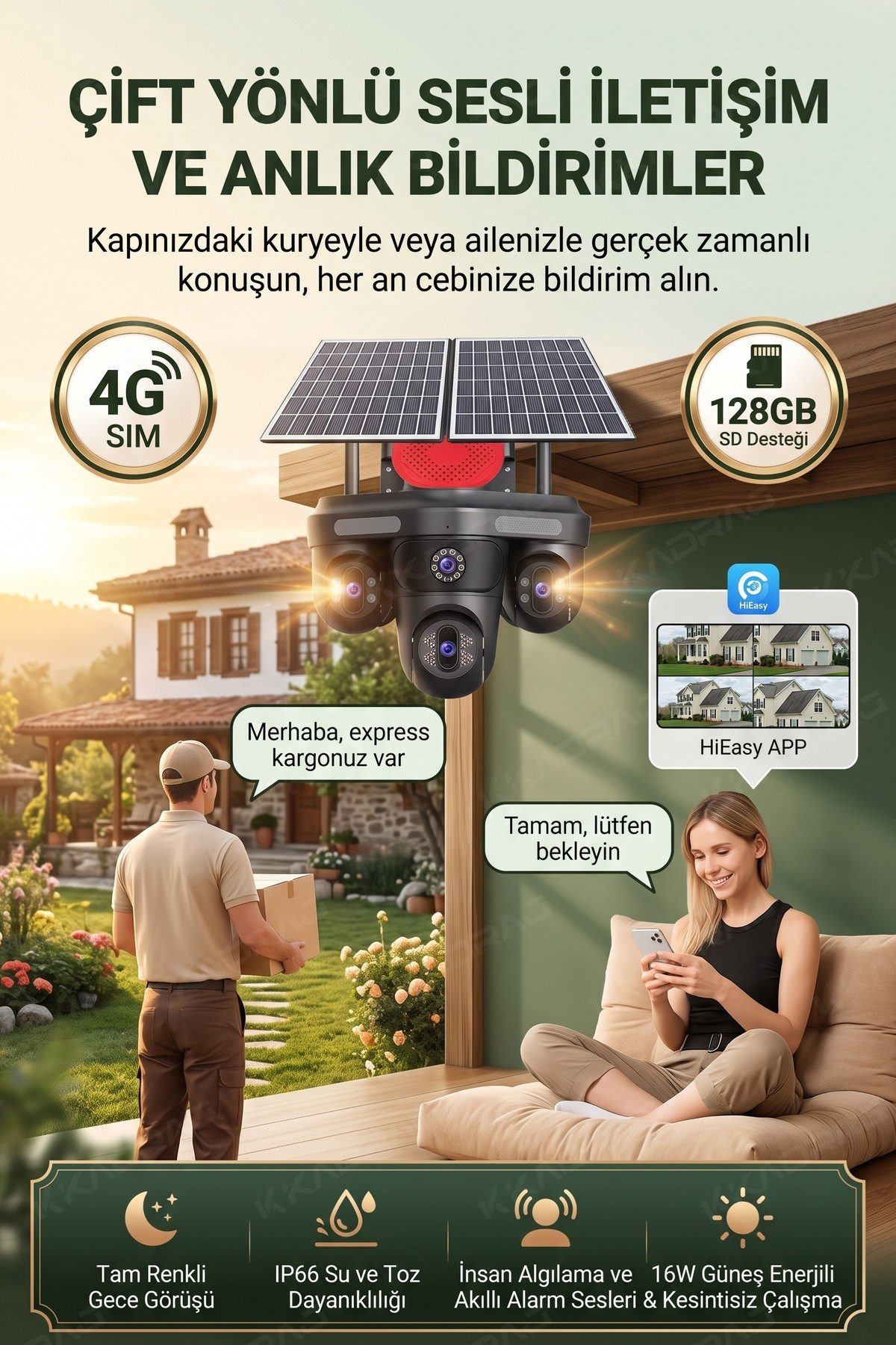 Kadraj 3 Otomatik PTZ Kamera + 1 Sabit Kamera Toplam 4 Kameralı 20GB Her Ay yenilenen Türk Telekom Hatlı - görsel 4