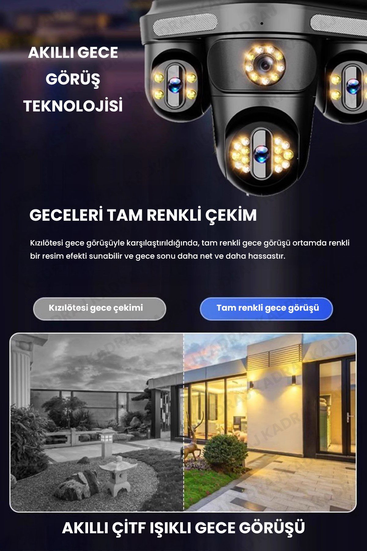 Kadraj 4 Kameraları 4G - eSim Solar Panelli, Her ay 15GB Turkcell 1 Yıl Hediyeli, 7/24 Kayıt Aov, Hareket AlgılamA, 128Gb Sd Kart Hediye, Alarm, - görsel 3