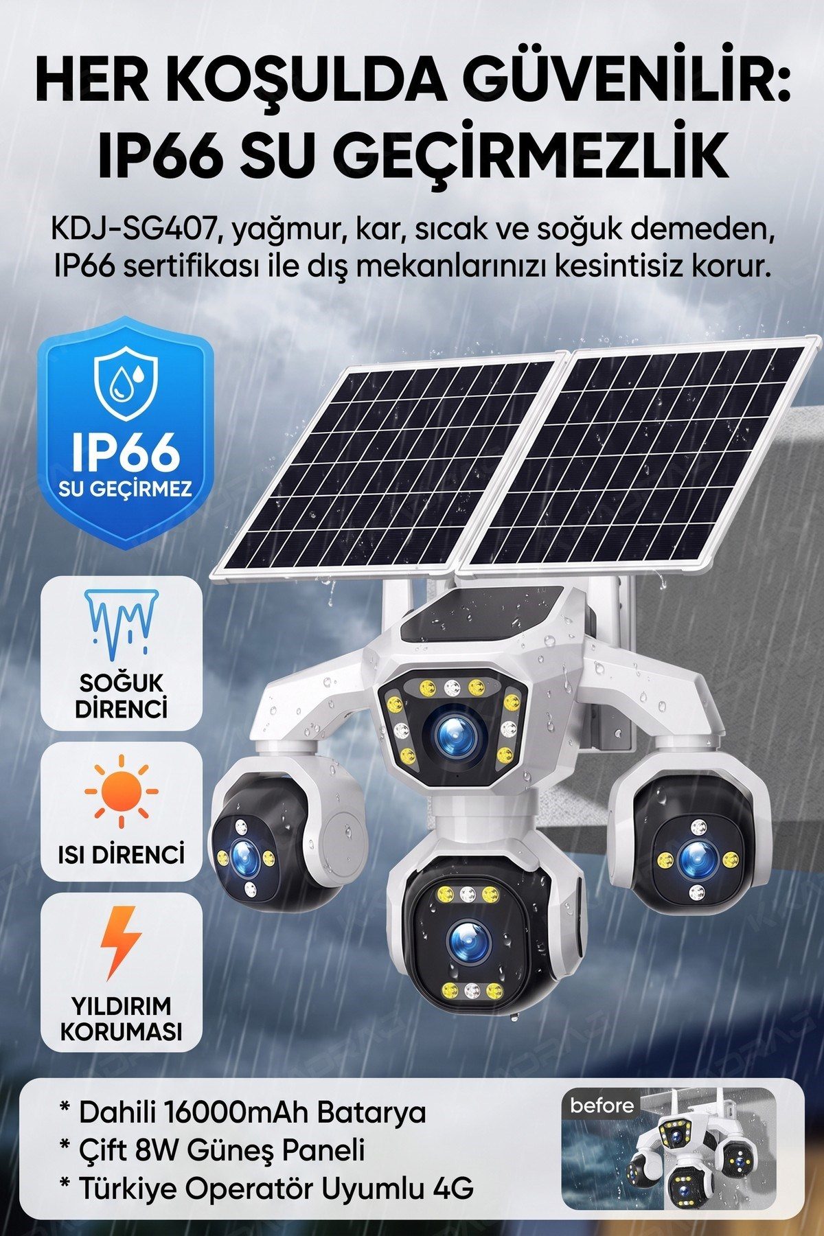 KDJ-SG407 IP66 Hava Koşulları Dayanıklılığı