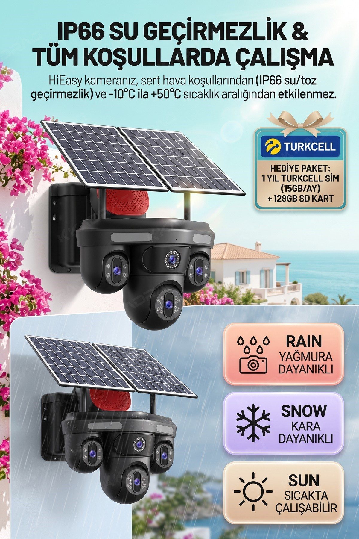 Kadraj 4 Kameralı 3 Otomatik PTZ Hareketli Kamera, 4G - e-Sim , 2 Solar Panelli, Yüksek Sesli Alarm, x99 tc15 - görsel 6