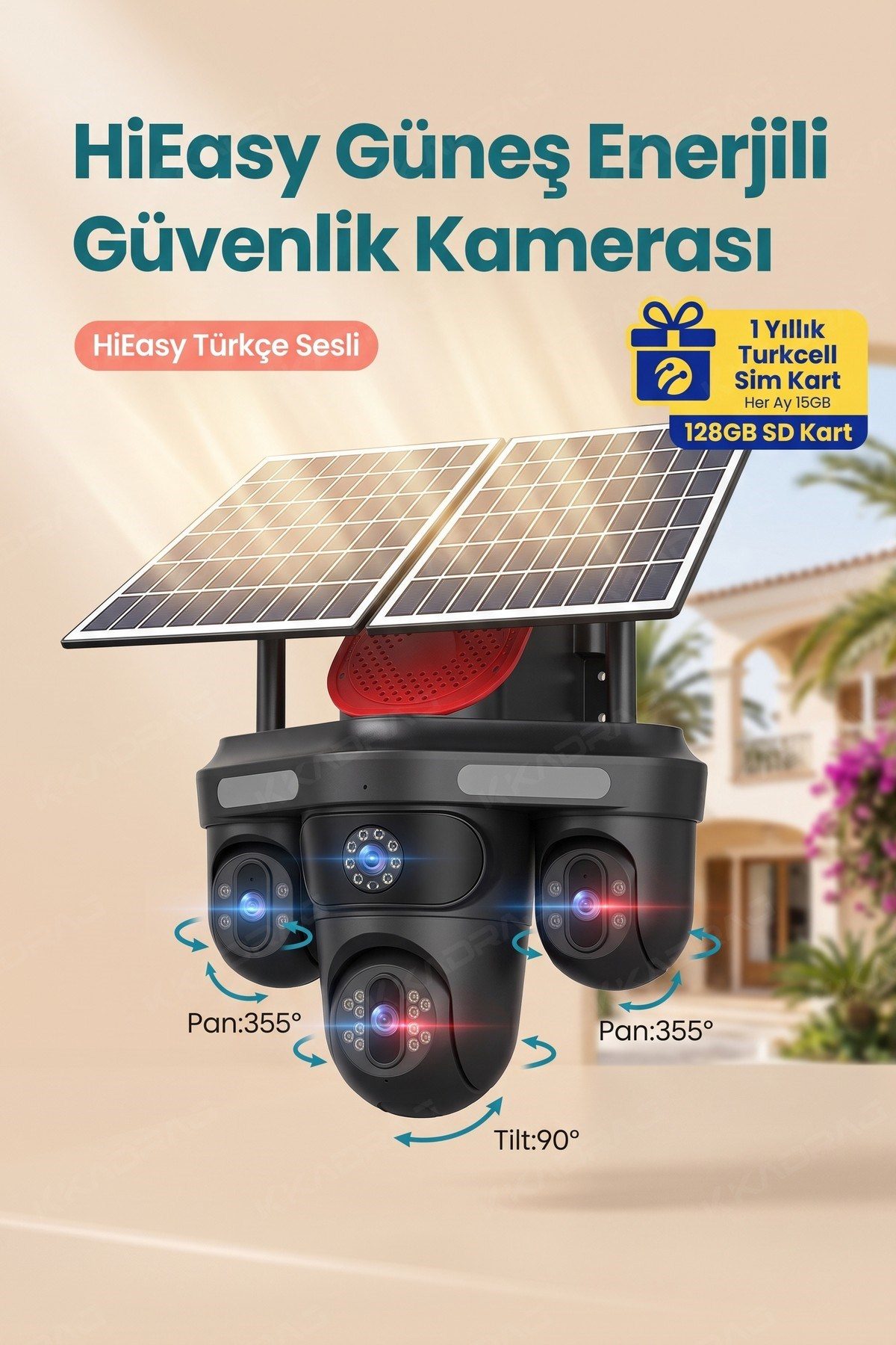 Kadraj 4 Kameralı 3 Otomatik PTZ Hareketli Kamera, 4G - e-Sim , 2 Solar Panelli, Yüksek Sesli Alarm, x99 tc15 - görsel 16