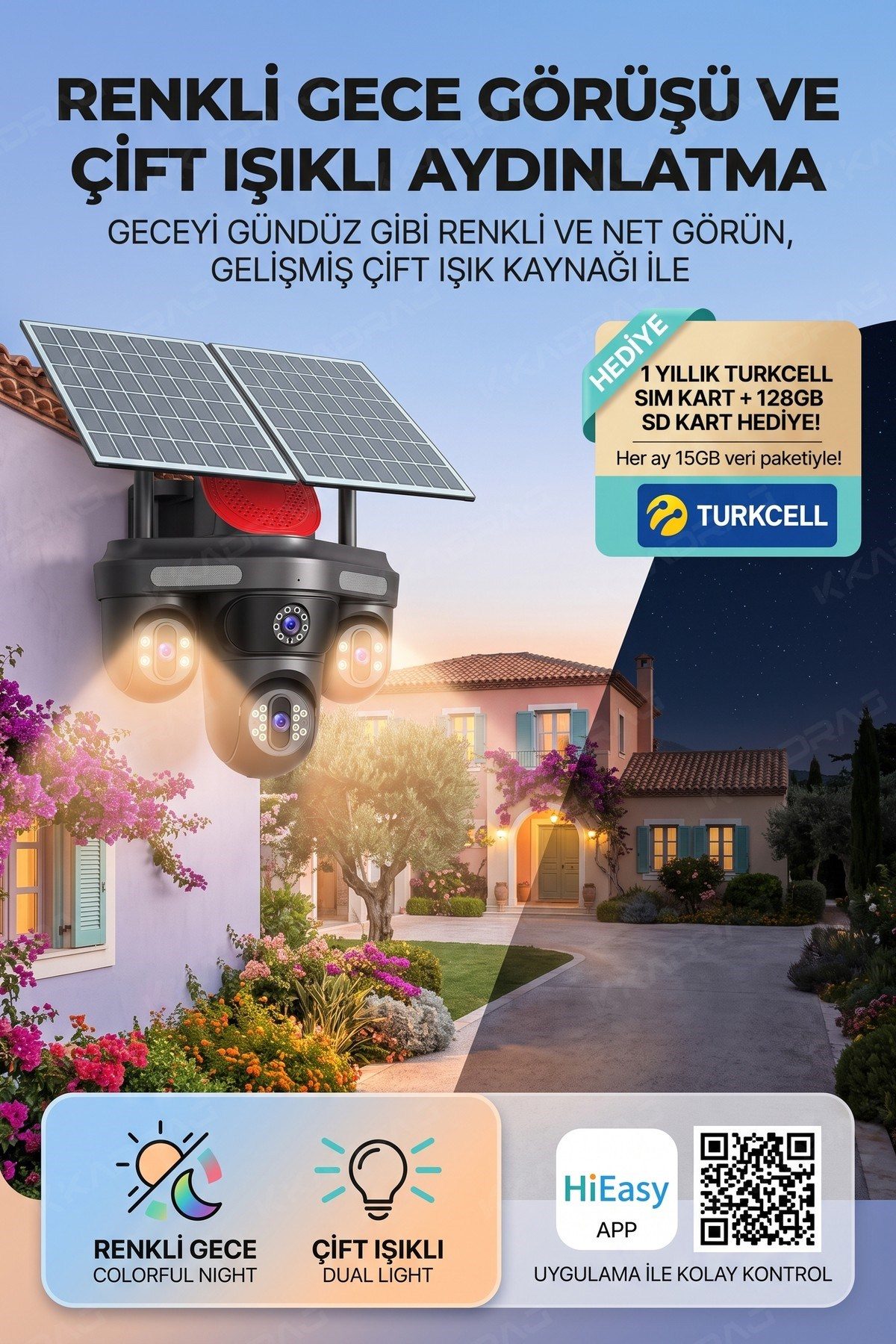 Kadraj 4 Kameralı 3 Otomatik PTZ Hareketli Kamera, 4G - e-Sim , 2 Solar Panelli, Yüksek Sesli Alarm, x99 tc15 - görsel 9
