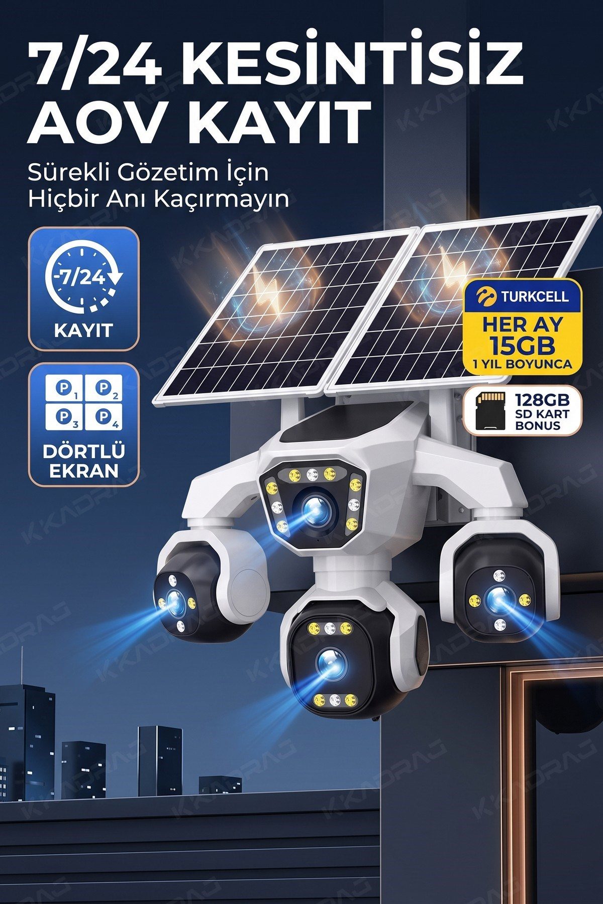 Kadraj 4 Kameralı - Güneş Enerjili + 16000 Mah. + E- Sim Destekli + 20MP Güvenlik Kamerası Yapay Zeka TC15 - görsel 12