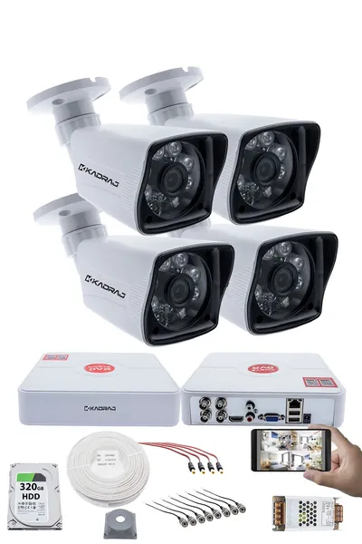Kadraj 4 Kameralı Set 5MP Sony SecuLensli 1080P Full HD AHD Güvenlik Kamerası Seti - Gece Görüş, 6 Atom LED, Su Geçirmez, Kolay Montaj