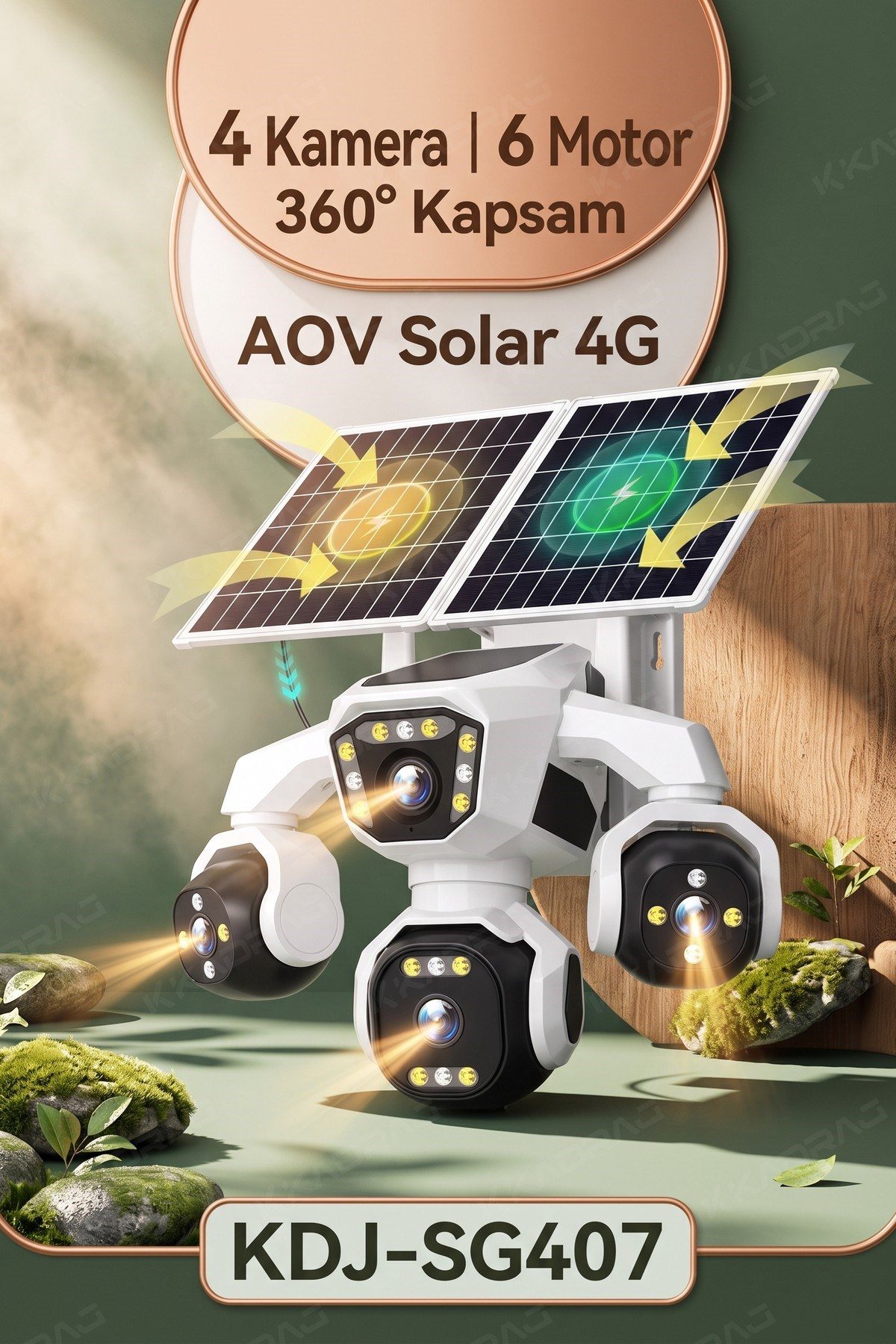 Kadraj 4 Kameralı - Solar Panelli 16000 Mah. TURK TELEKOM Yıllık Hat HER AY 50GB TT20 - görsel 11