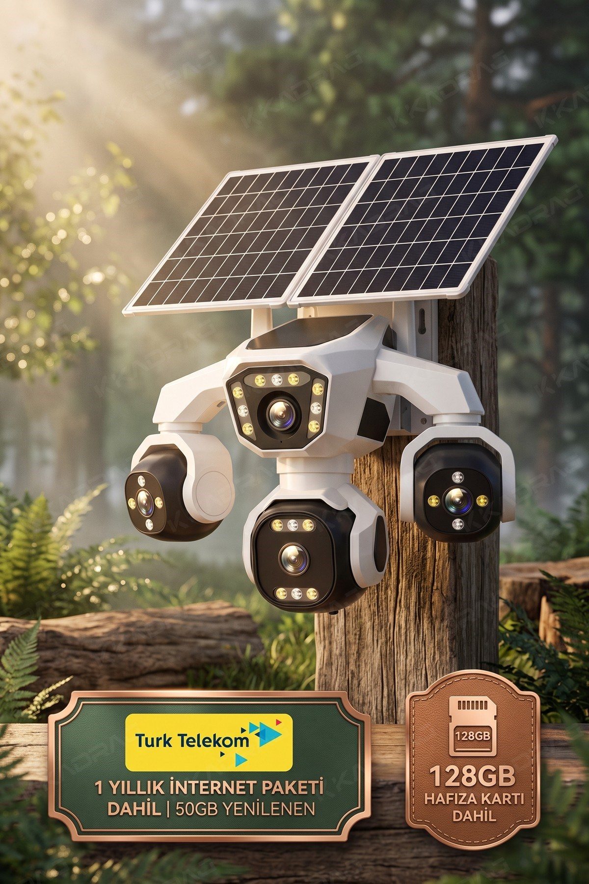 Kadraj 4 Kameralı - Solar Panelli 16000 Mah. TURK TELEKOM Yıllık Hat HER AY 50GB TT20 - görsel 12