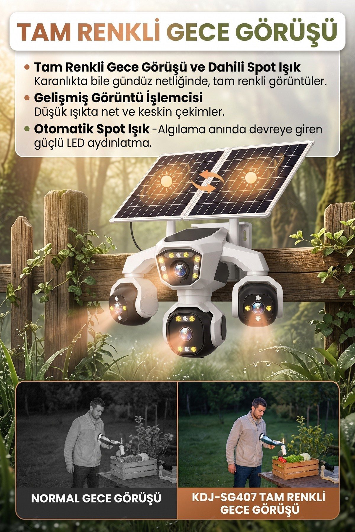 Kadraj 4 Kameralı - Solar Panelli 16000 Mah. TURK TELEKOM Yıllık Hat HER AY 50GB TT20 - görsel 5