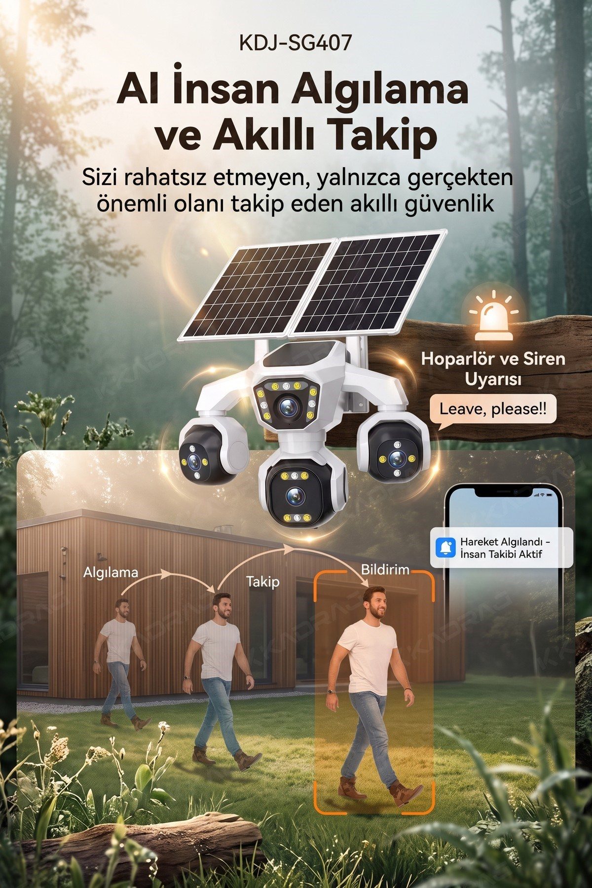 Kadraj 4 Kameralı - Solar Panelli 16000 Mah. TURK TELEKOM Yıllık Hat HER AY 50GB TT20 - görsel 9