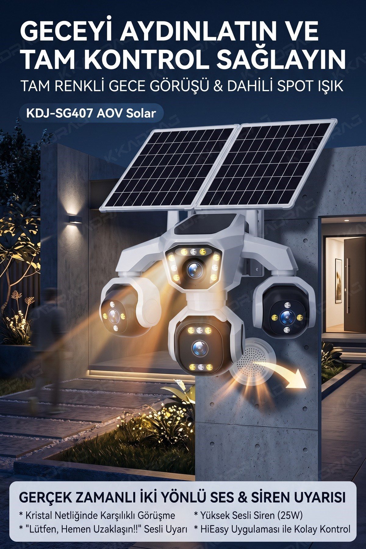 Kadraj 4 Kameralı - Solar Panelli 16000 Mah. TURK TELEKOM Yıllık Hat - 20MP Güvenlik Kamerası TT20 - görsel 11