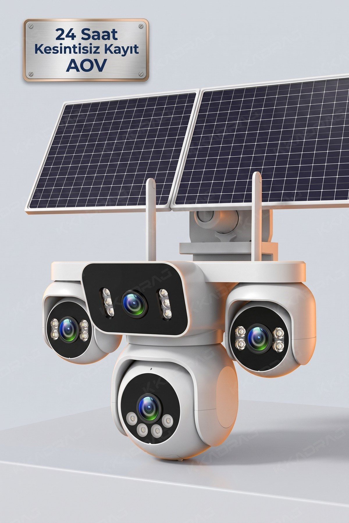 Kadraj 4 Kameralı Solar Panelli Güneş Enerjili Uzaktan Kontrol ,7/24 Aralıksız kayıt, 2 Solar Panel,AI - görsel 15