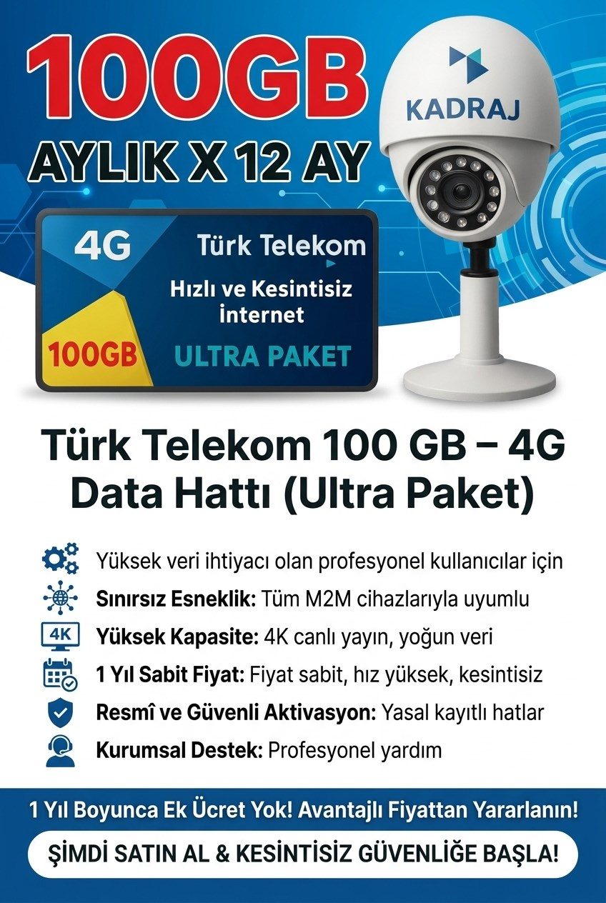 TURK TELEKOM 4G KAMERALARA ÖZEL TURK TELEKOM DATA SIM KART HATTI 100GB
