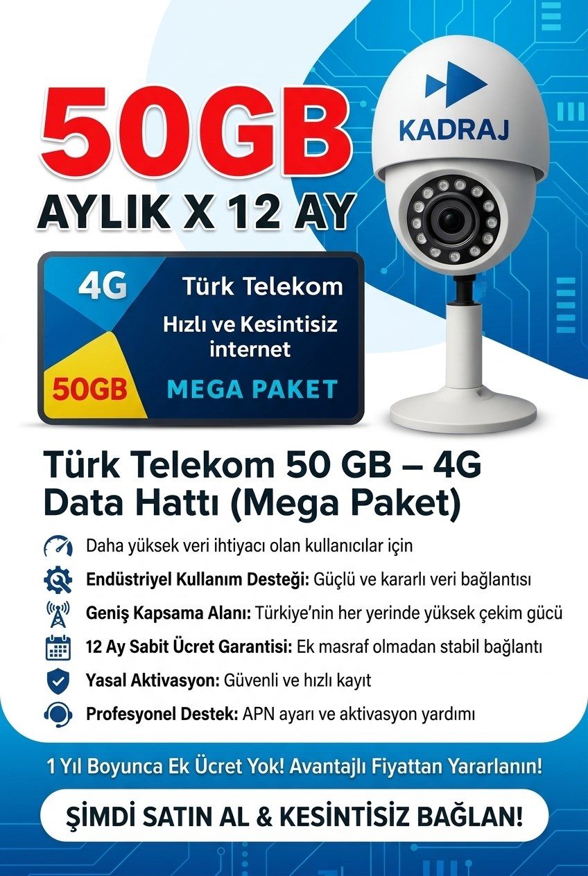 TURK TELEKOM 4G KAMERALARA ÖZEL TURK TELEKOM DATA SIM KART HATTI 50GB