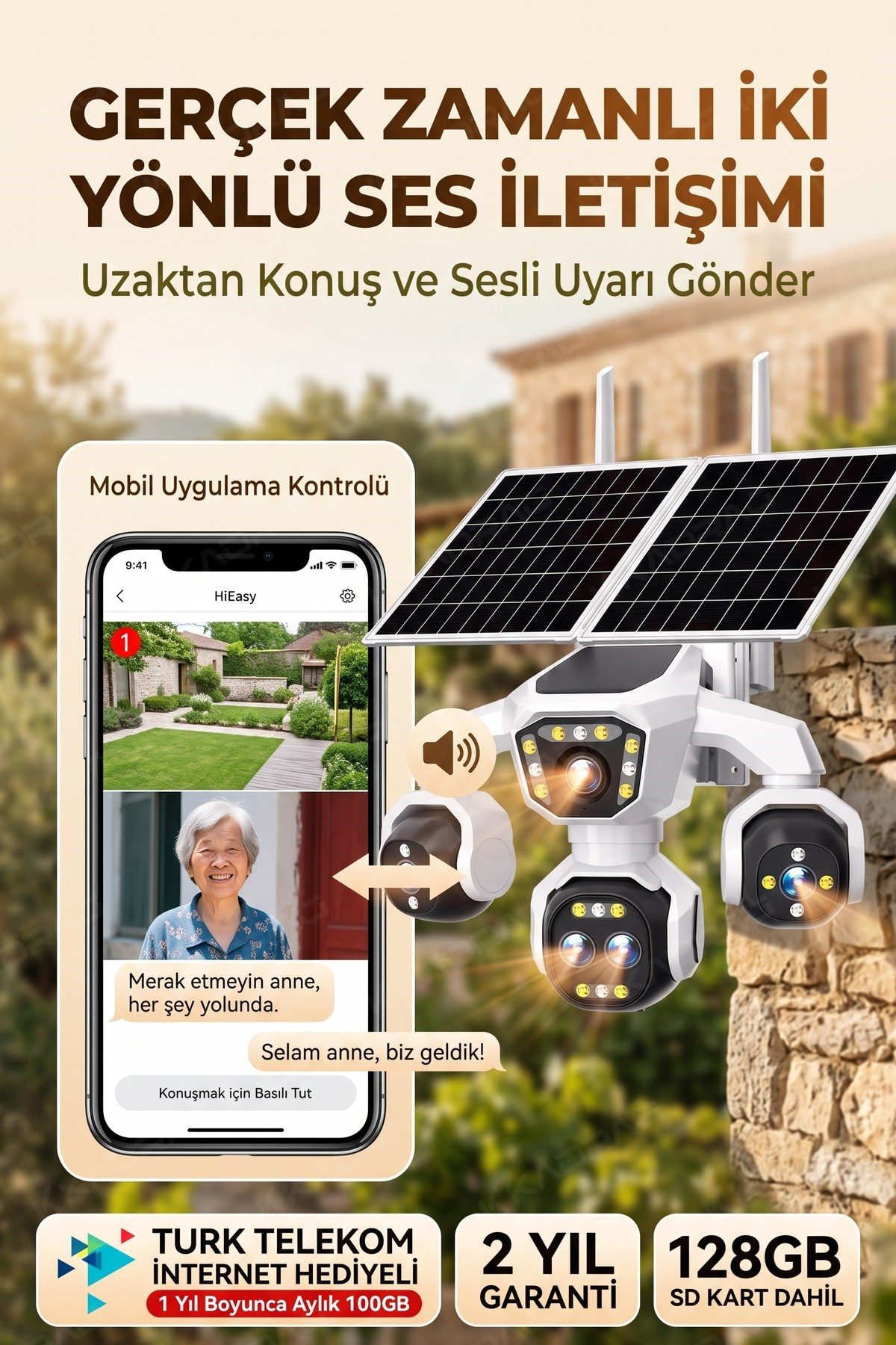 Kadraj 5 Kameralı Güneş Enerjili 18X Optik Zoom Solar Panelli Profesyonel Dış Mekân Güvenlik Kamerası 100TT - görsel 12