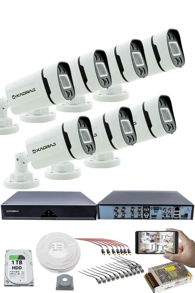Kadraj 7'LI KAMERA SETİ - 5MP Sony SecuLensli 1080P, 4 Warm LED,Gece Renkli, Full HD AHD Güvenlik Kamerası Seti, ColorVu, Plastik Kasa