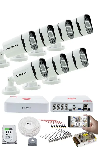 Kadraj 7'LI KAMERA SETİ - 5MP Sony SecuLensli 1080P, 4 Warm LED,Gece Renkli, Full HD AHD Güvenlik Kamerası Seti, ColorVu,V1