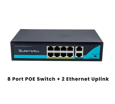 UNIYWELL 8 Port 10/100Mbps PoE Switch & 1000 Mbps Uplink UNIYWELL