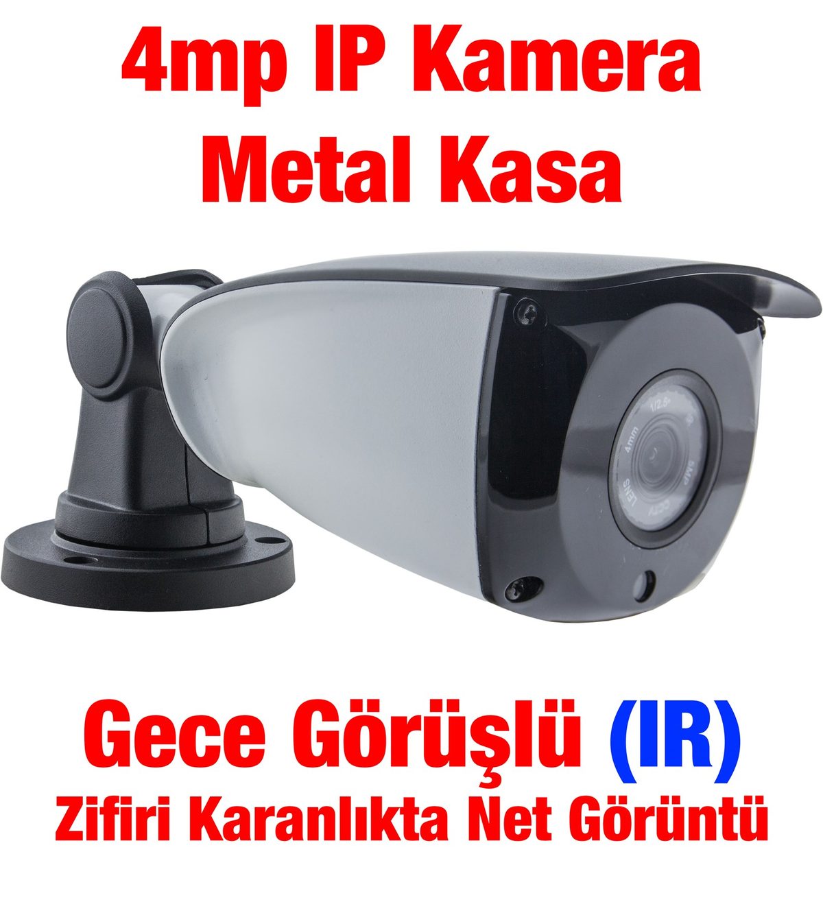 Kadraj IP Kamera - Kadraj 3.6MM , IR LED, H.265, ONVIF, POE Desteği, Su Geçirmez, Gece Görüş , İç Ve Dış Mekan Uyumlu
