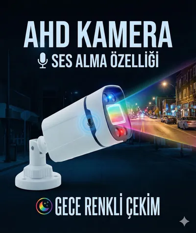 Kadraj Kadraj - Gece Renkli - SESLI 5MP Sony Seculensli 1080p Full HD AHD Güvenlik Kamerası - 4X Ultra Warm LED Colorvu - Plastik Kasa