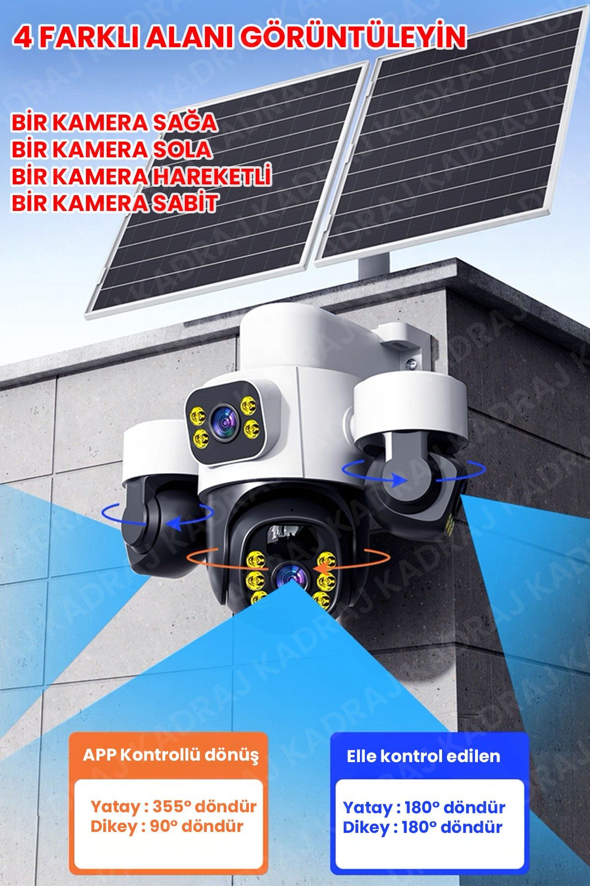 Kadraj Kadraj X34B – 4 Kameralı, 4G Sim Kartlı, 2 Solar Panel Destekli, 50GB Türk Telekom M2M Hat Hediyeli - görsel 11