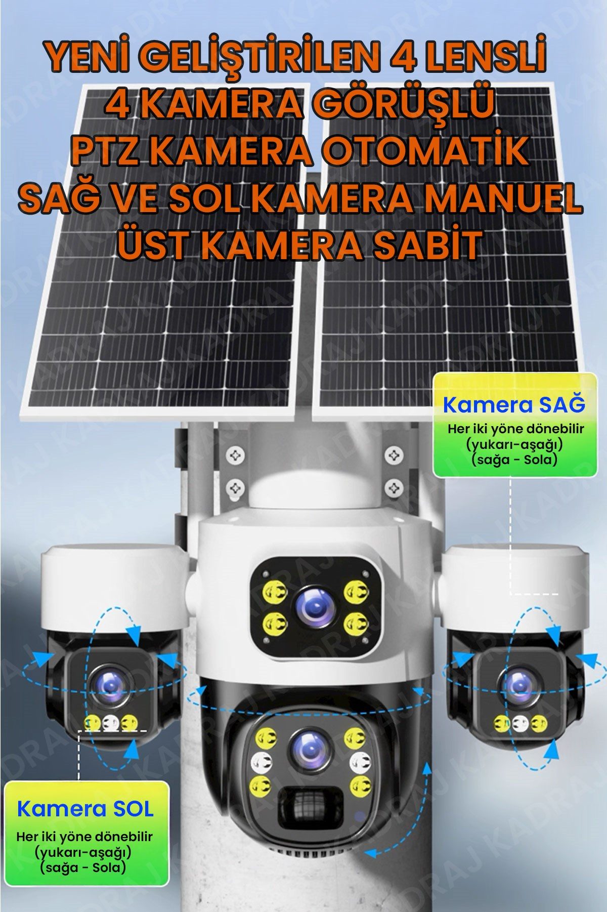 Kadraj Kadraj X34B – 4 Kameralı, 4G Sim Kartlı, 2 Solar Panel Destekli, 50GB Türk Telekom M2M Hat Hediyeli - görsel 6