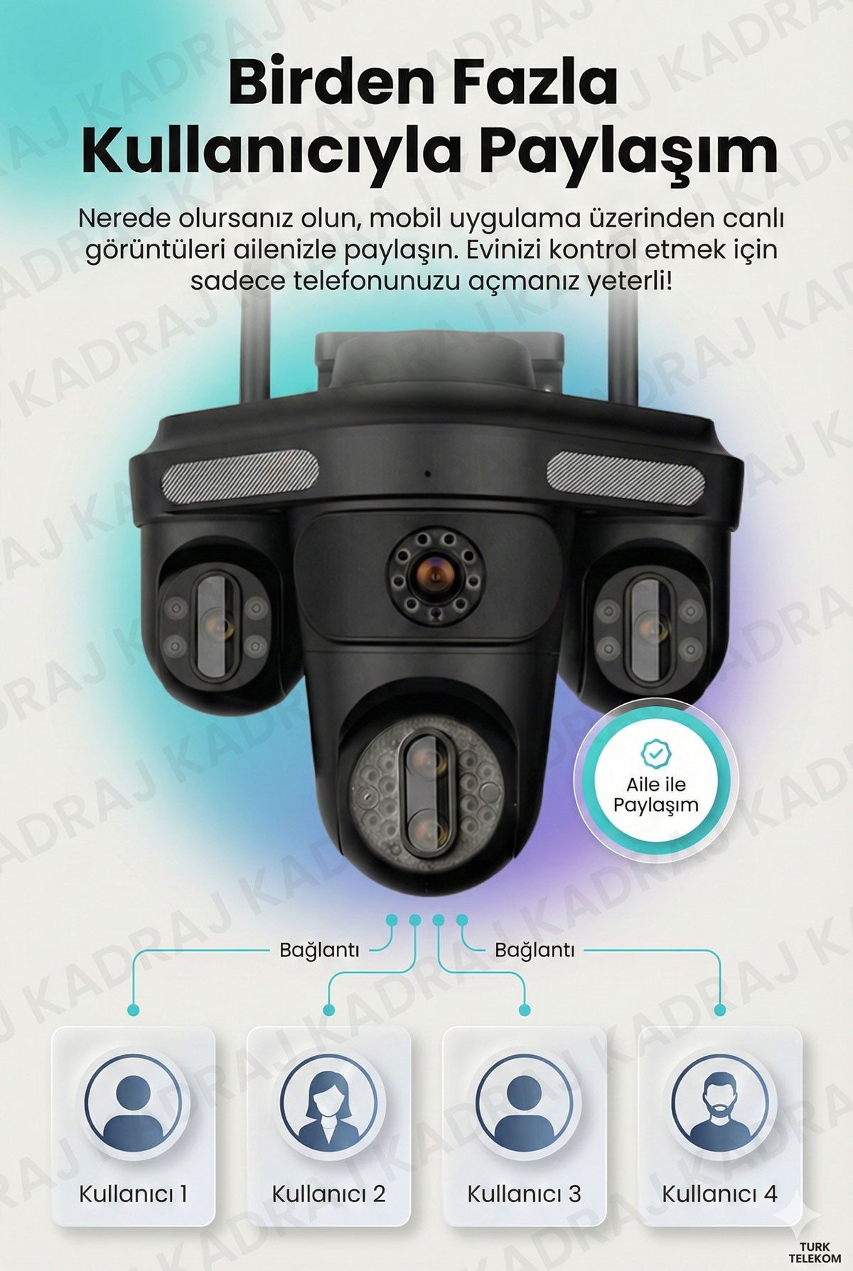 Kadraj Sim Kartlı Kamera - 4 Kamera - 240GB TURK TELEKOM Yıllık Sim Kart Dahil + 128GB SD Kart + 2 Solar Panel + 20.000mah Batarya - görsel 7