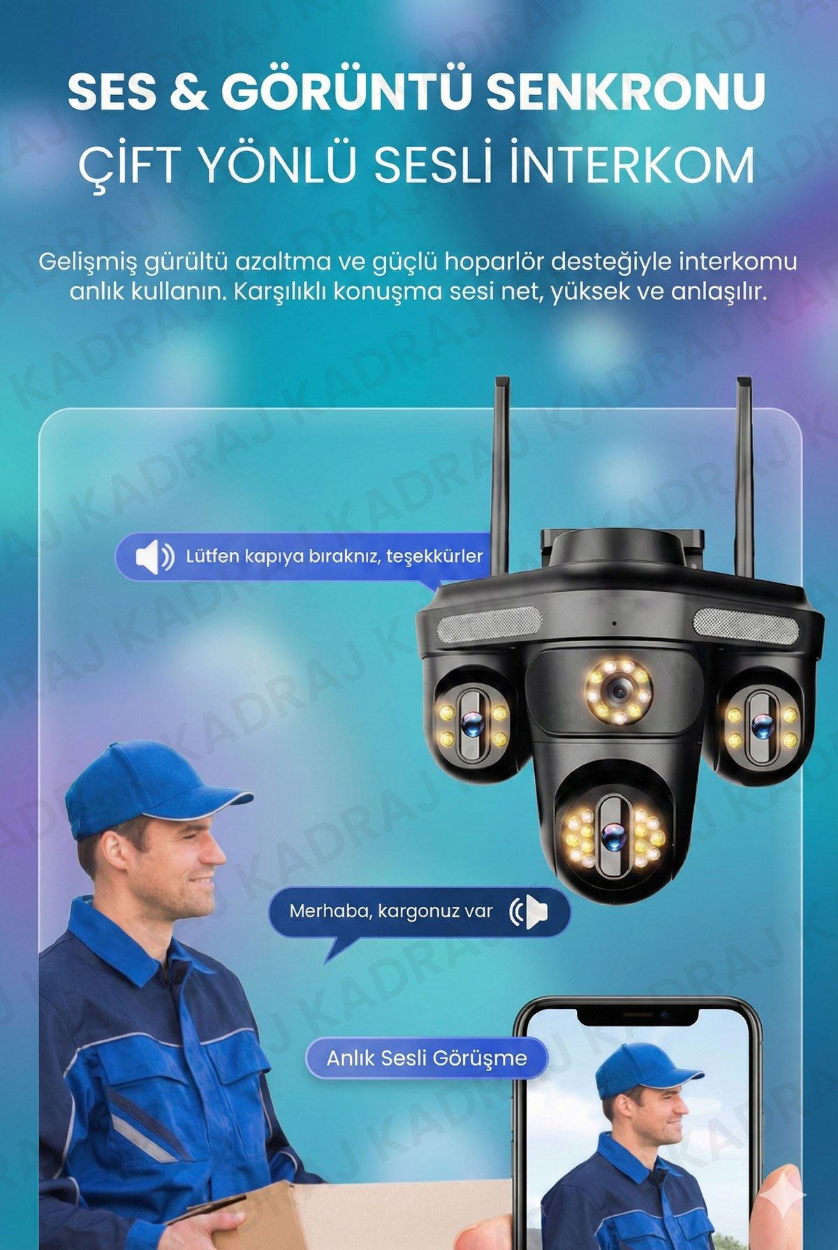 Kadraj Sim Kartlı Kamera - 4 Kamera - 240GB TURK TELEKOM Yıllık Sim Kart Dahil + 128GB SD Kart + 2 Solar Panel + 20.000mah Batarya - görsel 3