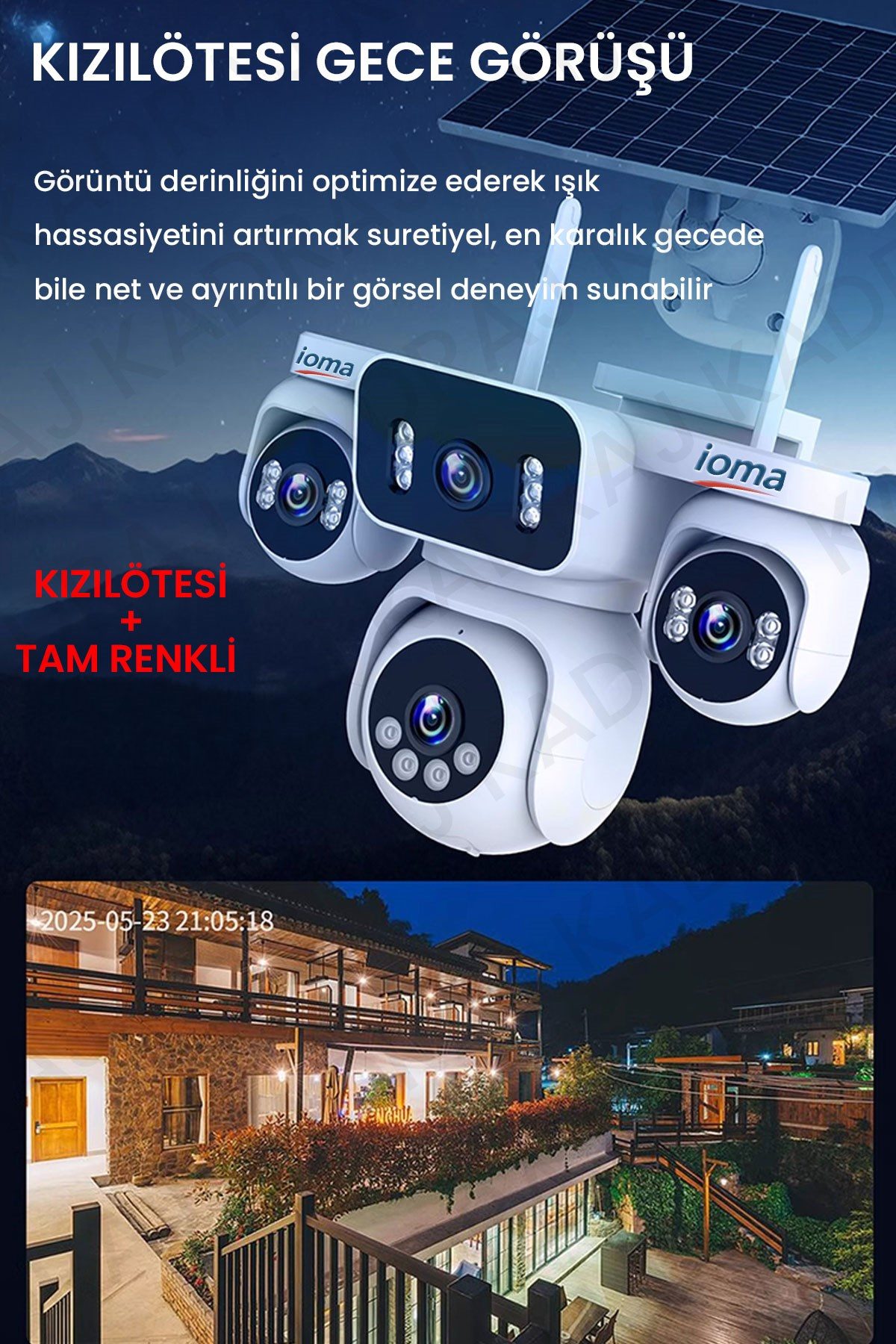 IOMA Sim Kartlı Kamera , Güneş Enerjili 4 Kameralı Solar Panelli Kamera , 20000 Mah | 2 Solar Panel | 4G | IOMA - görsel 4