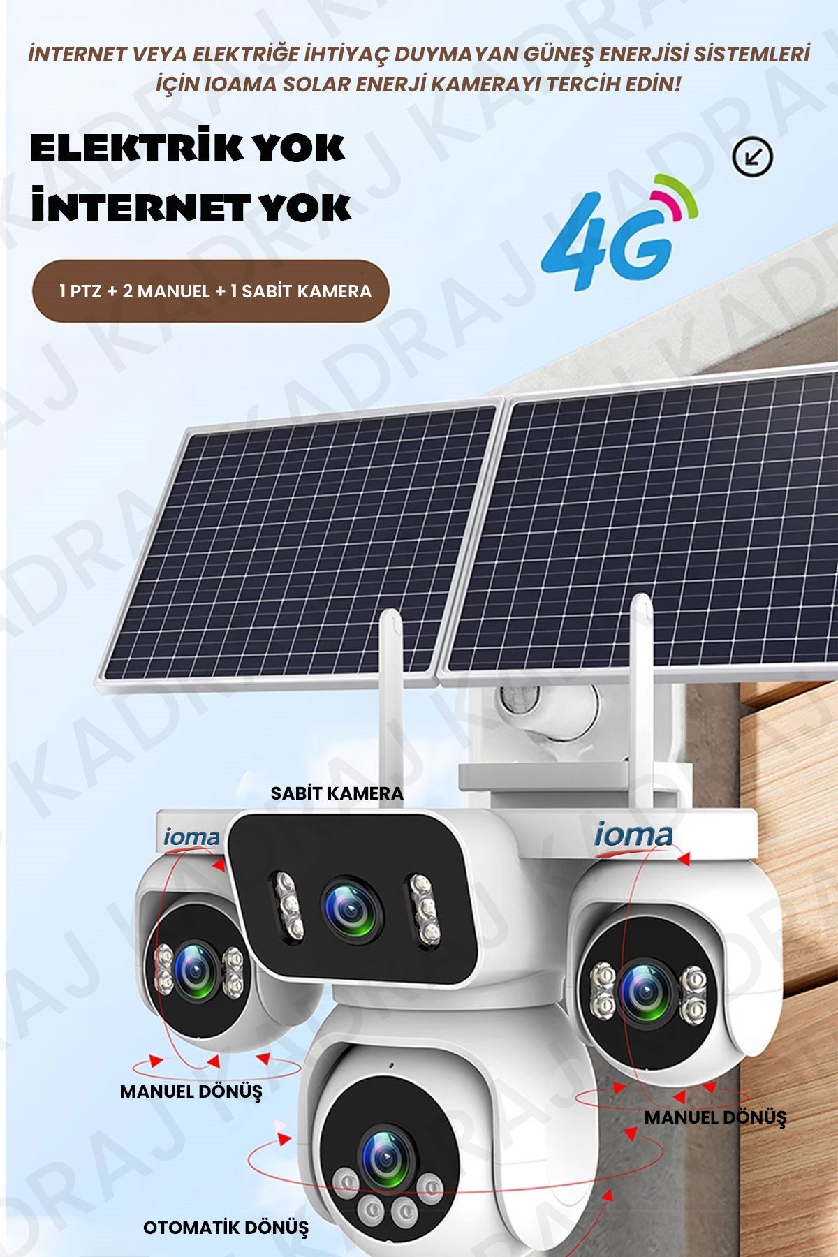 IOMA Sim Kartlı Kamera , Güneş Enerjili 4 Kameralı Solar Panelli Kamera , 20000 Mah | 2 Solar Panel | 4G | IOMA - görsel 3