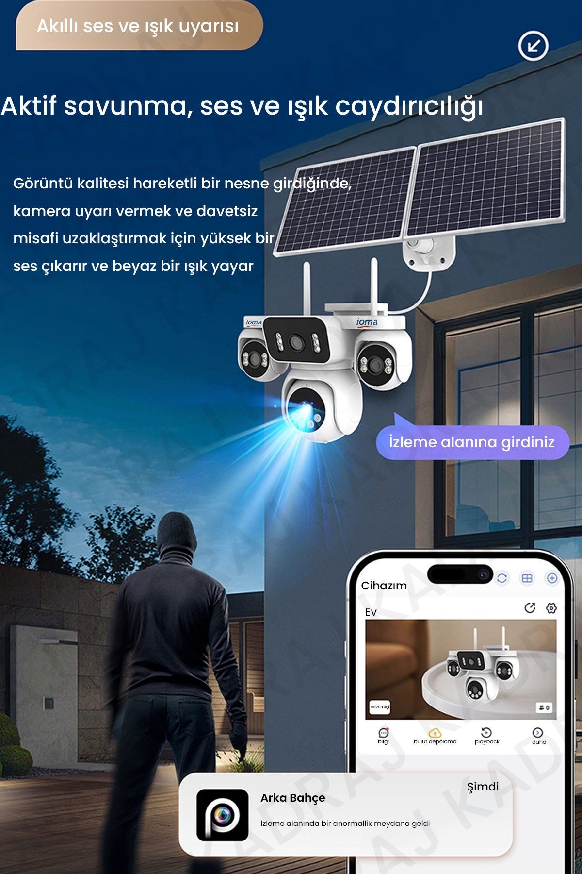 IOMA Sim Kartlı Kamera , Güneş Enerjili 4 Kameralı Solar Panelli Kamera , 20000 Mah | 2 Solar Panel | 4G | IOMA - görsel 9
