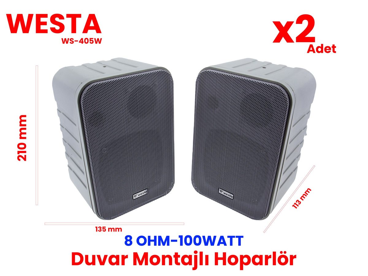 Westa WESTA WS-405W Duvar Tipi Hoparlör - 100W, 91dB Hassasiyet, 80-16kHz Frekans Aralığı, 8 Ohm, 100V, Şık ve Kompakt Tasarım