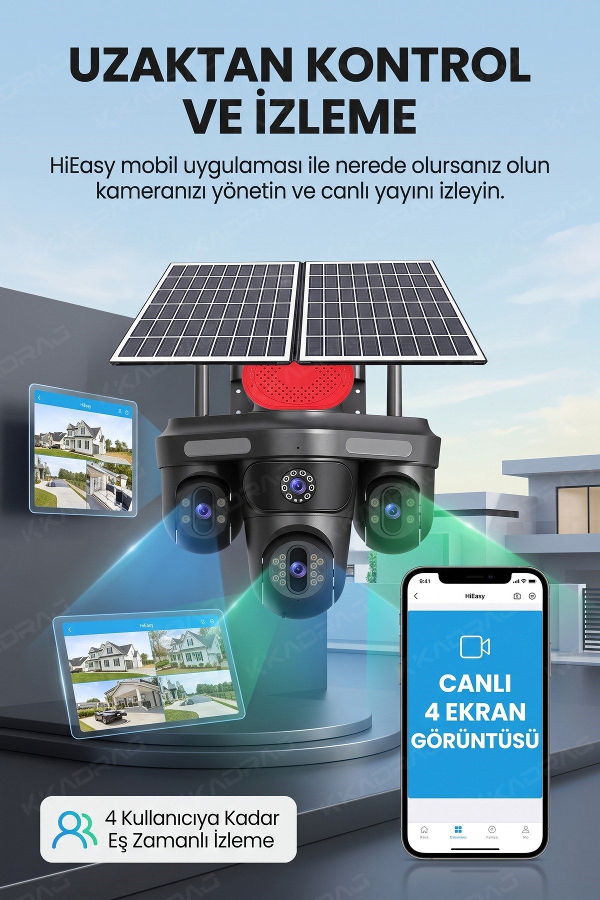 Kadraj X99 4 Lens + 3 Hareketli Otomatik PZT Kamera, 4G - E-Sim Destekli, 20MP, 20.000 Mah Batarya , AI - görsel 6