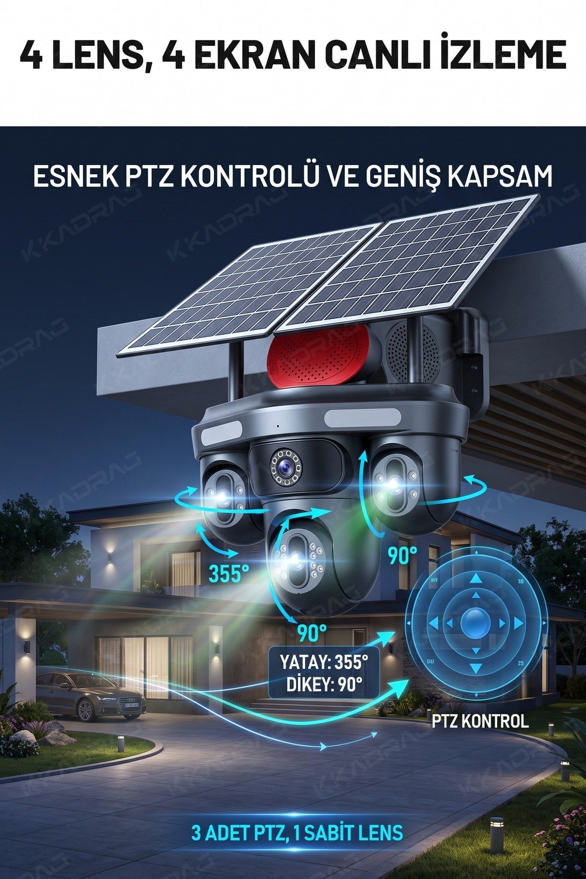 Kadraj X99 4 Lens + 3 Hareketli Otomatik PZT Kamera, 4G - E-Sim Destekli, 20MP, 20.000 Mah Batarya , AI - görsel 14